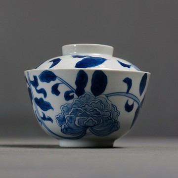 手繪青花蓋碗茶杯陶瓷大號家用功夫茶具三才碗泡茶茶碗不燙手單個