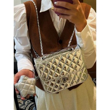 小香風星星菱格鏈條雙肩包2025春新款多種背法時尚單肩小方形女包