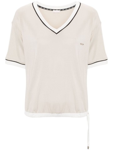 LIU JO - piqué-weave T-shirt - women - Viscose/Polyamide/Elastane - M - Neutrals