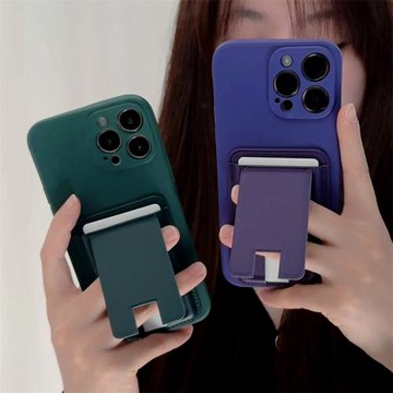 暗夜紫祖母綠三星s23手機殼s24+卡套s22plus軟殼s10網紅s9/s8+插卡包note10pro折疊支架s21fe簡約note20ultra