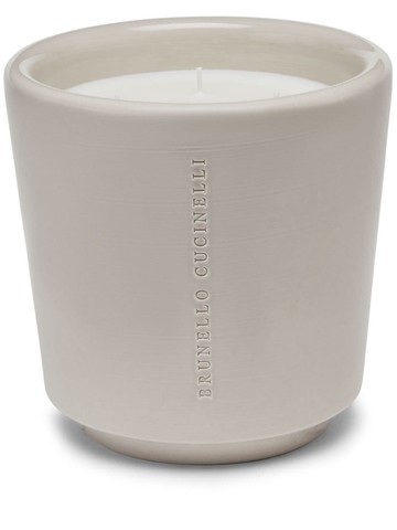 Brunello Cucinelli - logo-engraved ceramic candle - unisex - ceramic/Wax - One Size - Neutrals