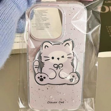 紫灰貓咪磁吸支架適用三星A55 5G手機殼S24ultra/Note20軟A22/A53/A54/S10硅膠s24可愛S23FE新款S21+特別S20