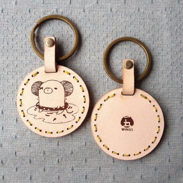 手縫/皮革鑰匙圈【獨眼鼠】