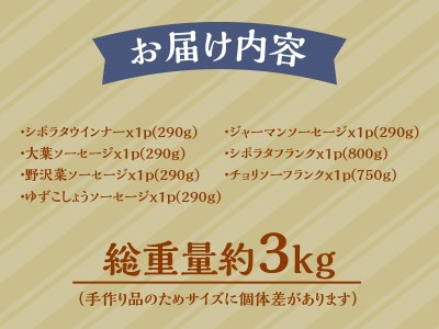 ウインナー・ソーセージ 業務用詰合せセット　 総重量約3ｋｇ