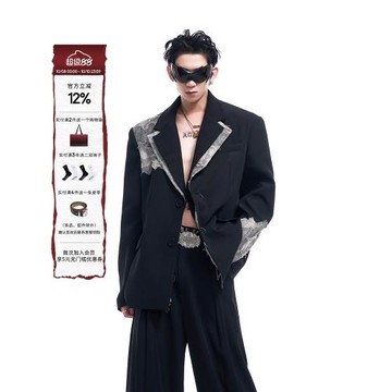 STARTEXCEEDEND 輕奢蕾絲拼接西服外套男高級感雙排扣西裝男士