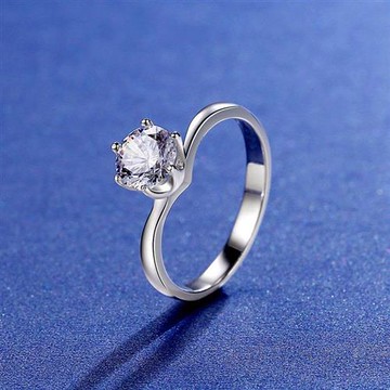 【米蘭精品】莫桑鑽戒指925純銀開口戒-1克拉六爪鑲嵌扭臂女飾品2色73yk92