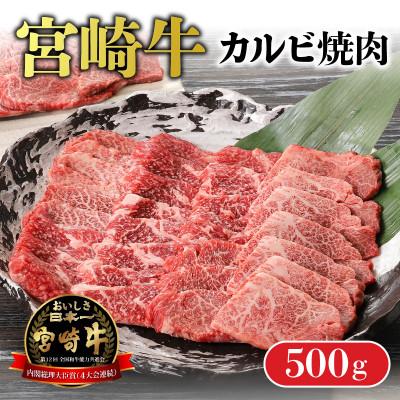 ふるさと納税 延岡市 内閣総理大臣賞4連覇 宮崎牛 カルビ 焼肉 バーベキュー用 500g