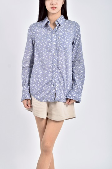 (S) levis棉質純棉花紋藍色長袖上衣