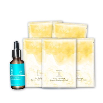 UNICAT 水楊酸毛孔調理原液30ml +吸油面膜-代謝黑頭粉刺修護面膜30g/5片