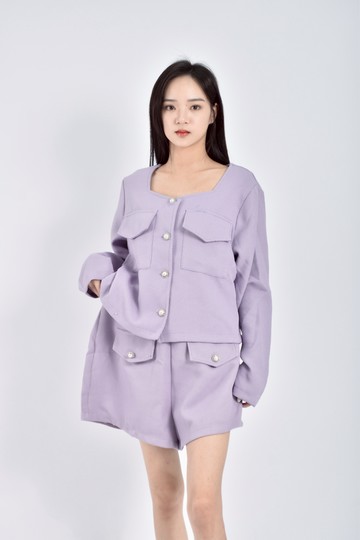 加購優惠(2XL) syue fu韓牌質感排扣紫色套裝