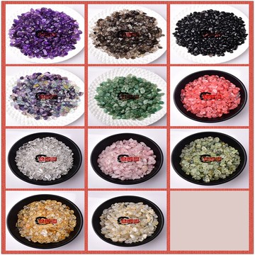 天然粉紫黃白水晶碎石帶孔半成品 DIY穿手鏈項鏈有孔碎石