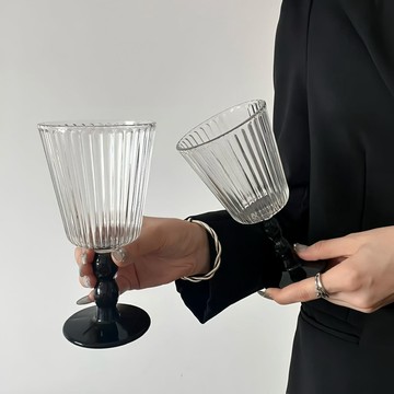 高腳杯 造型酒杯 酒杯 複古小衆法式高顔值無鉛水晶B&O'li豎紋高腳杯紅酒飲料杯冰淇淋杯 5NHA