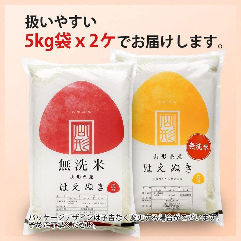 精米 無洗米 はえぬき 10kg (5kgx2袋) 山形県産 令和4年産 米