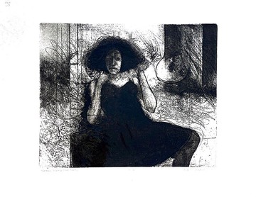 Robert B. Muirhead - 抓髮的女人WOMAN FIXING HER HAIR -版畫