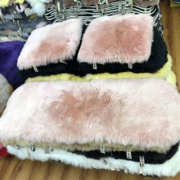 純天然澳洲皮毛一體真毛汽車坐墊三件套加厚保暖無靠背沙發墊也可