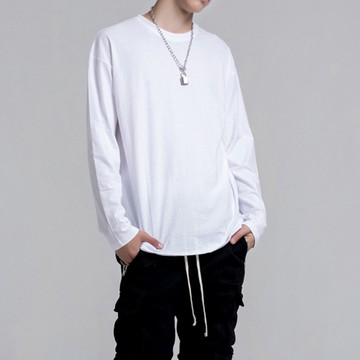 韓版圓弧下擺 薄長袖 免運 台灣出貨 長袖上衣 大學T 長袖 男生 長袖 韓版 秋冬 BANG【MT30】