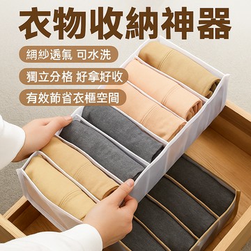 胎王 衣物收納神器 牛仔褲網紗收納盒｜透明分層整齊 衣櫃內衣褲整理盒