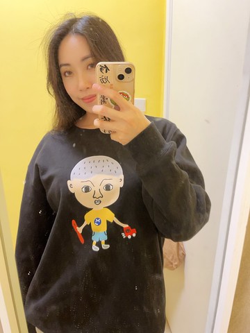 男女中性設計感可愛圖案冬季搖粒絨保暖衛衣(黑色Galvin)