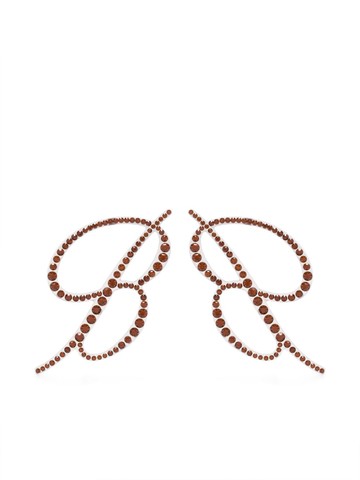Blumarine - logo crystal-embellished earring - women - Stone/Plastic - One Size - Brown