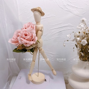 現貨🔺多尺寸/送草帽 木頭人 關節可動 關節人 木偶的拍照道具 乾燥花架 木質 人偶 素描木人 居家裝飾 奶油風