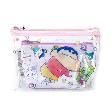 【震撼精品百貨】蠟筆小新_Crayon Shin-chan~蠟筆小新透明船型子母收納包2入組(粉小餅乾款)*15750