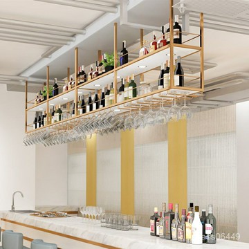 免運！吧臺 弔架 酒吧 懸掛 酒架 置物架 鐵藝 酒櫃 高腳盃架 奶茶店 餐廳弔 頂弔櫃