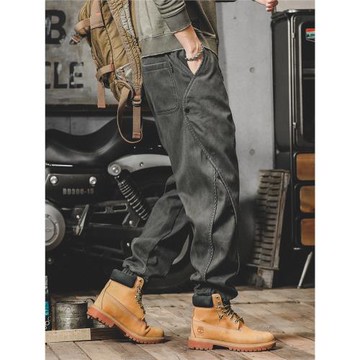 設計感重磅工裝褲男潮牌寬松哈倫休閑褲男士美式復古伐木褲束腳褲