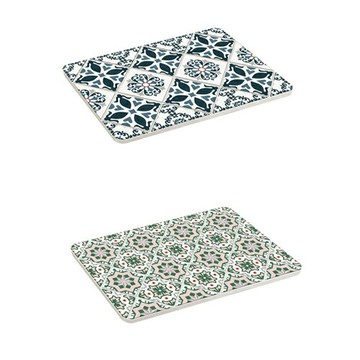 摩洛哥立體花磚珪藻土-優雅藍/復古粉(60x39x0.9cm)【愛買】