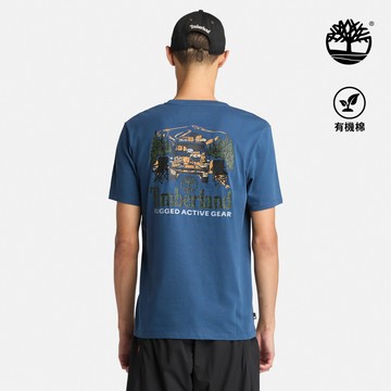 Timberland 男款靛藍色休閒短袖T恤|A6AAU288