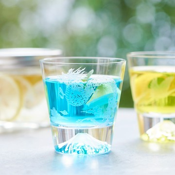 日本 田島硝子 日本製富士山雕花威士忌杯 龍