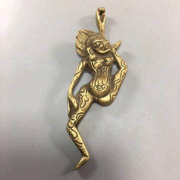 銅雜件老銅器收藏仿古玩古董純黃銅實心做舊銅雕掛件裝飾擺件人物