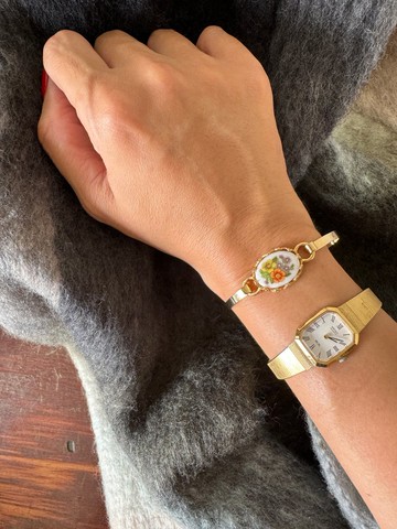 古董經典法式陶瓷小花手鐲手環 1975年 AVON T33