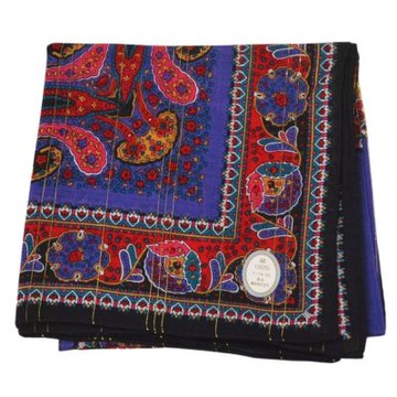 鐘紡金蔥線條日本製100%棉佩斯利圖騰字母LOGO帕領巾(紫系/52CM)