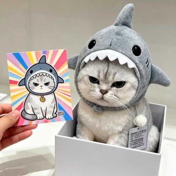 🎶台現免運🎶網紅爆款 新款周邊寵物鯊魚頭套 寵物玩偶頭套 毛絨公仔 可愛裝飾品 寵物鯊魚頭套 可愛 精緻