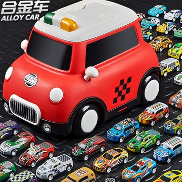 【寶寶市集】寶寶合金賽車玩具車套組 高顏值超Q收納汽車組 迴力車 多款合金小汽車 - 30台套組 (隨機出貨版)