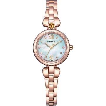 CITIZEN 星辰 Wicca 聖誕節推薦太陽能晶鑽女錶-玫瑰金/23.5mm KP5-662-13