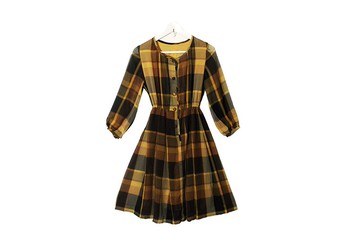 {:::Giraffe 長頸鹿人:::}_低調鄉村格紋古著洋裝