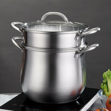 高湯鍋不銹鋼鼓形特高鍋家用加厚大容量蒸煮燉鍋電磁爐煤氣灶專用