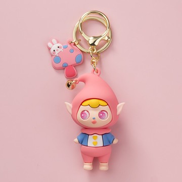 可愛小精靈鑰匙扣掛件網紅INS汽車鏈男女匙圈環情侶簡約一對掛飾
