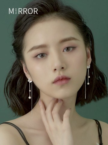 小麋人925修飾臉型純銀耳線女蝴蝶流蘇珍珠耳環耳釘送禮物中國風