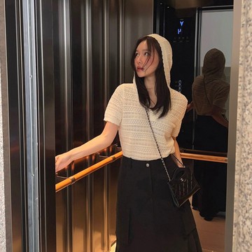 ˏˋ 𝐻𝑒𝑦 𝑆𝑝𝑟𝑖𝑛𝑔 - ̗̀ 🌷⛅️ ̖́‎韓國chic夏季新款法式設鏤空連帽短袖針織衫