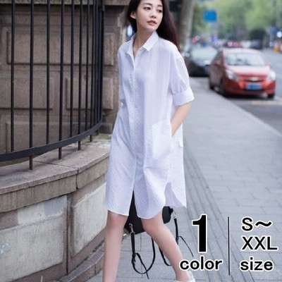 Tシャツ Tシャツ シャツ ブラウス 春夏 レディース チュニックシャツ ロングシャツ 無地 半袖 ホワイト 白 ロング丈 通販 Lineポイント最大get Lineショッピング