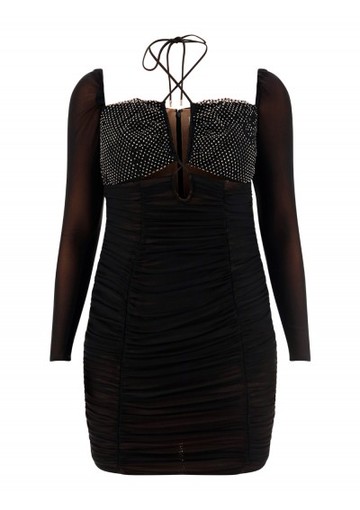 Self Portrait - Diamante Mini Dress - Womens - Black