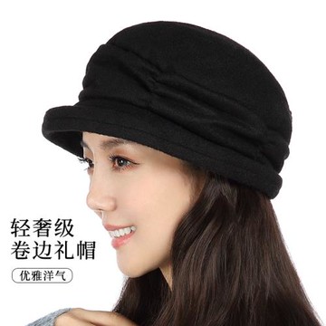 冬季中年帽子女秋冬加絨加厚老人盆帽洋氣冬天女士保暖奶奶漁夫帽