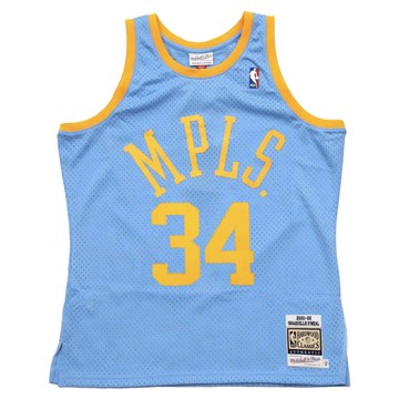 mitchell & ness NBA 球迷版球衣  SHAQUILLE ONEAL 34號 2001~02 湖人 MPLS 湖水藍  M