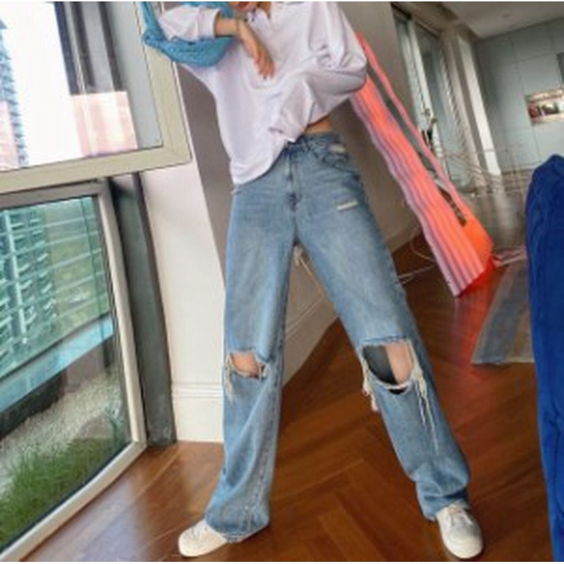 レディース パンツ 春 夏 ボトムス クラッシュデニムストレートパンツ デニムパンツ ダメージ クラッシュ フルレングス ストレート 通販 Lineポイント最大1 0 Get Lineショッピング