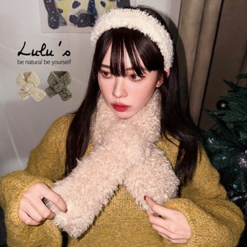 LULUS/保暖毛絨絨交叉短圍巾２色【A08250036】