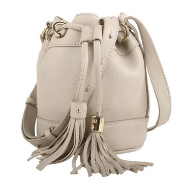 See by Chloe - 山羊皮流蘇拉束斜背水桶包(米)S
