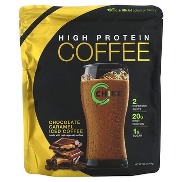Chike Nutrition, 高蛋白冰咖啡，巧克力焦糖味，15.3 盎司（434 克）