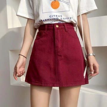 💕9色可選💕M-5XL 大尺碼短裙 牛仔短裙  牛仔a字裙  大碼高腰短裙顯瘦A字短裙夏季新款韓版百搭牛仔半身裙